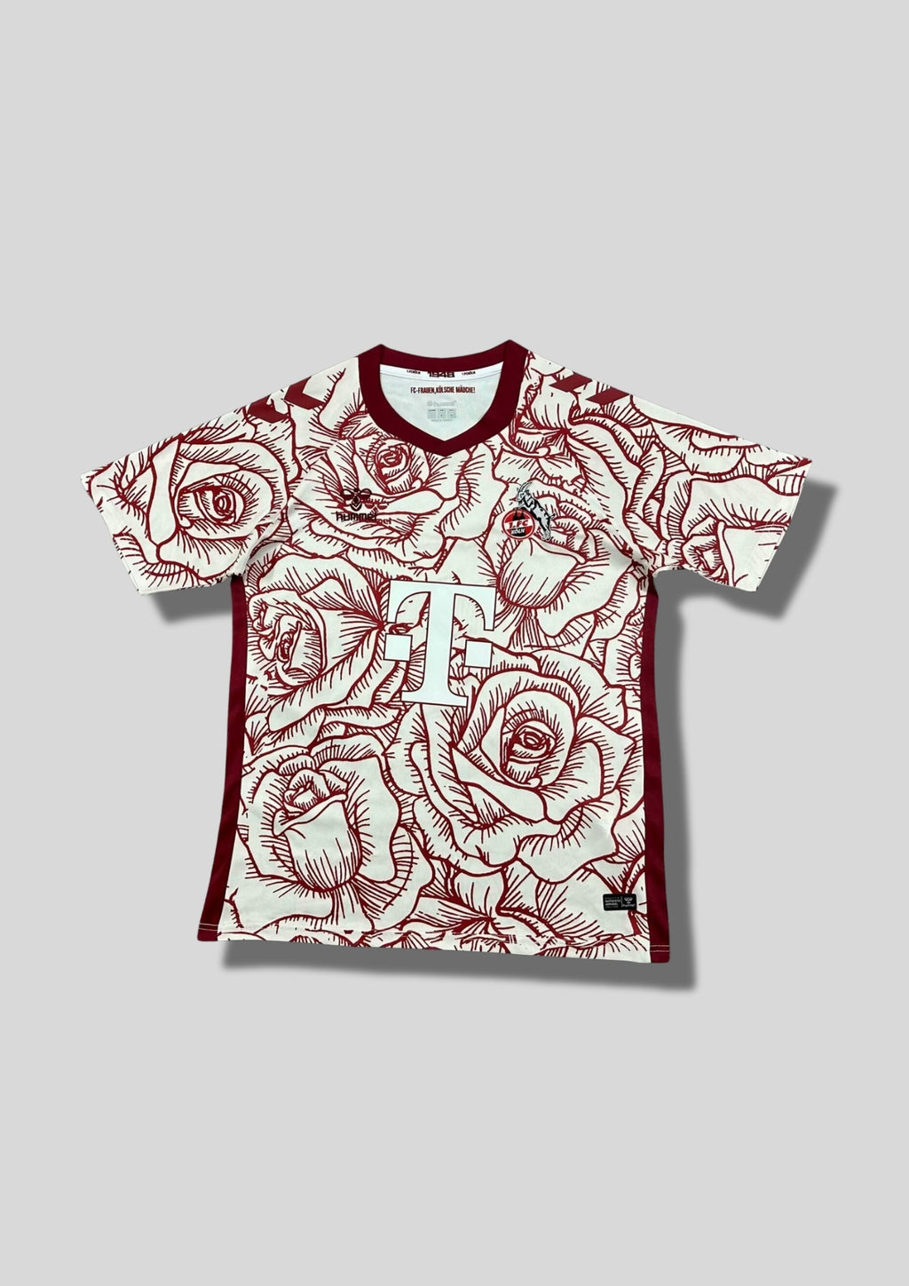 FC Cologne (Édition Spéciale) Maillot 103 : Maillot "Roses" 24/25 - Blanc avec motifs floraux bordeaux. GoalKits
