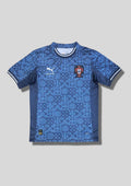 Portugal (Concept / LV) Bleu marine, motifs azulejos et Louis Vuitton bleu clair, col et manches rayés. GoalKits