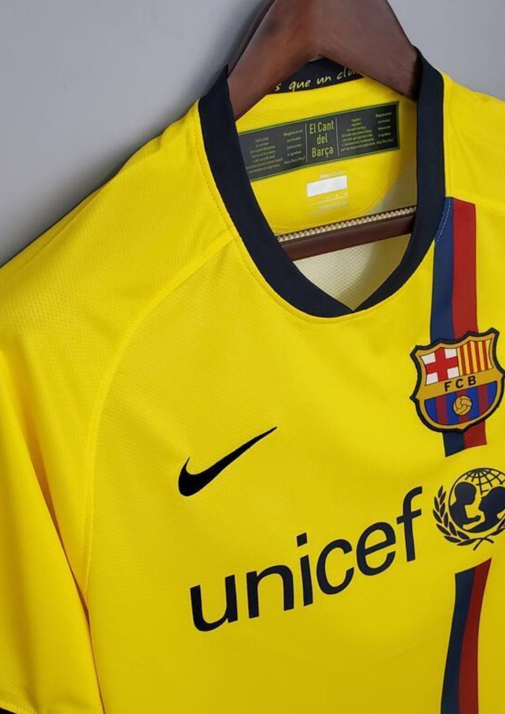 Maillot FC Barcelone Extérieur – Édition Rétro "Unicef" Jaune GoalKits