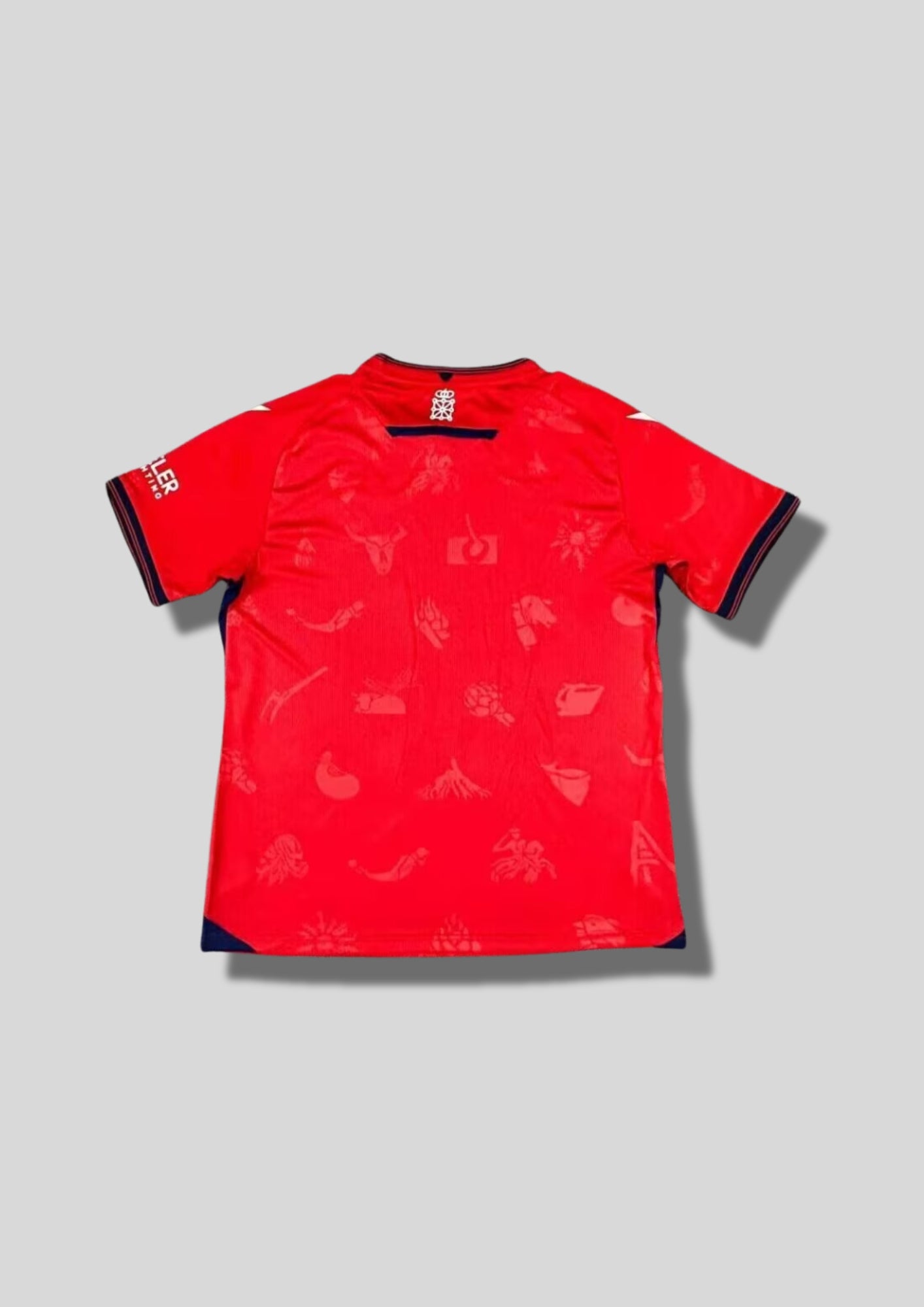 CA Osasuna Maillot Domicile (Rouge) : Un modèle rouge intense présentant des motifs graphiques subtils en ton sur ton sur l'ensemble du tissu. GoalKits