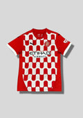 Girona FC Maillot Domicile 2024/25 : Un design audacieux qui remplace les rayures traditionnelles par un motif de vagues rouges et blanches entrelacées sur le torse. GoalKits