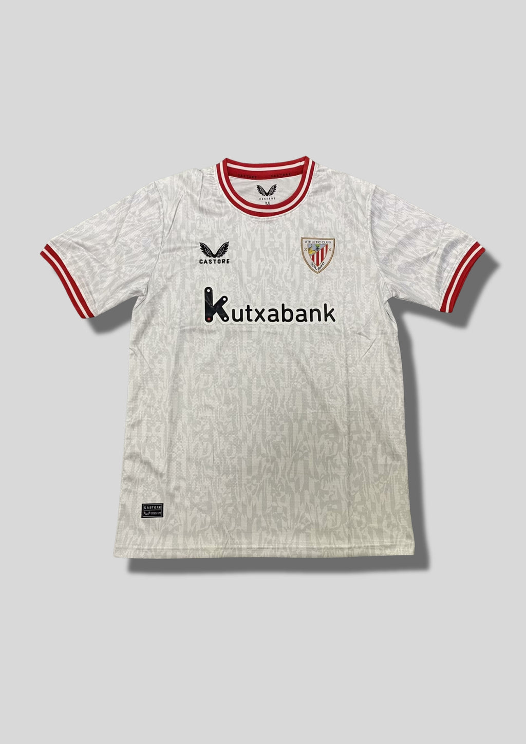Athletic Club (Bilbao) Maillot Extérieur / Third : Un modèle blanc élégant avec un motif graphique gris clair complexe sur l'ensemble du tissu. GoalKits