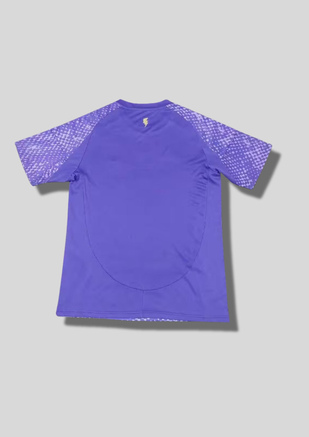 Orlando City SC Pre-Match 24/25 : Violet avec des motifs graphiques texturés en dégradé de pixels et le sponsor "ORLANDO HEALTH". GoalKits