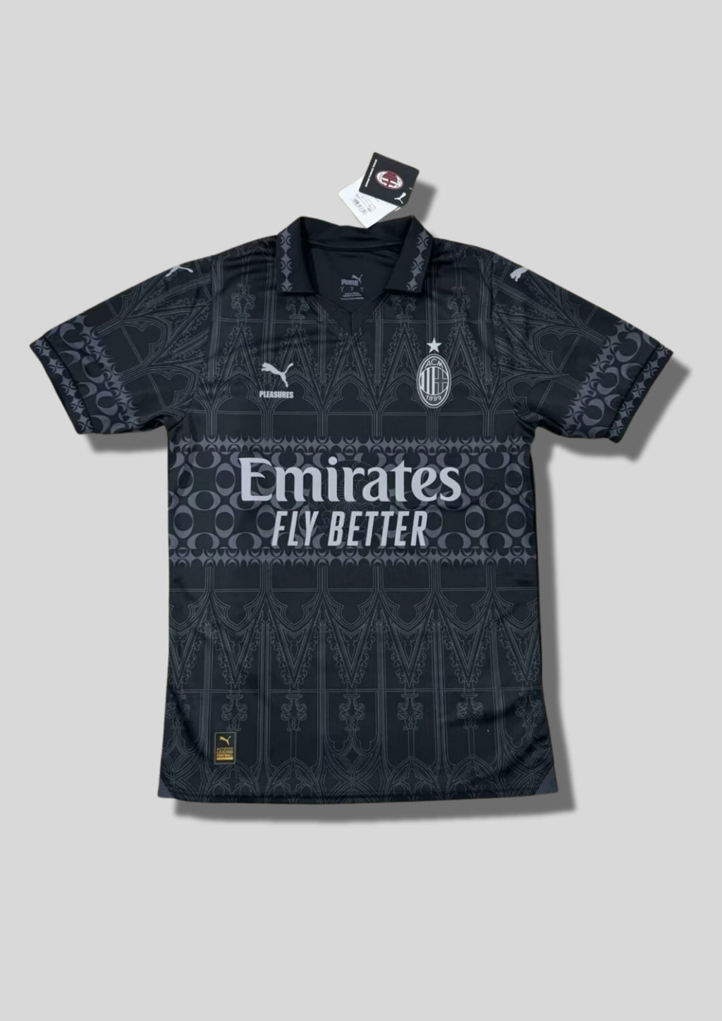 AC Milan x Pleasures Fourth 23/24 - Puma Noir & Gris Anthracite (Motifs Gothiques) GoalKits