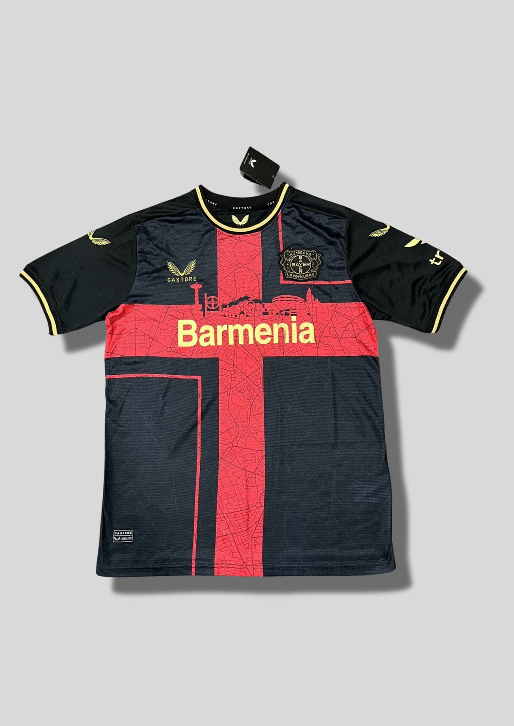 Maillot Leverkusen Third 24/25 - Noir & Croix Rouge "Skyline Edition" GoalKits